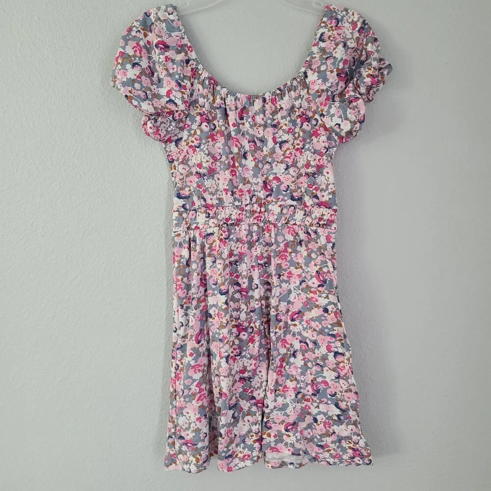 Free Pink Heart Trixxi girls Floral Puff Sleeve Fit & Flare Dress Size Medium